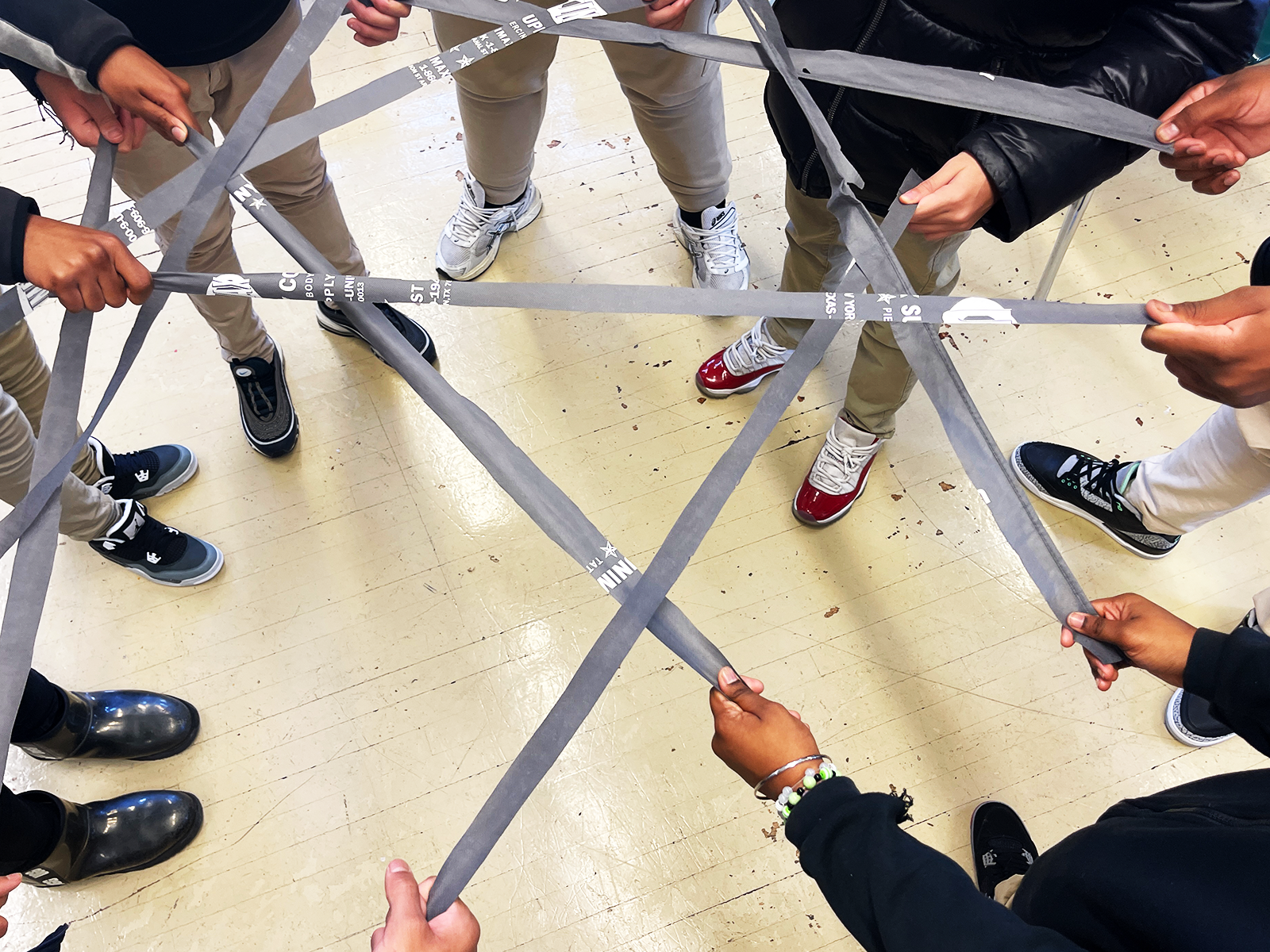 Students participating in a collaborative activity